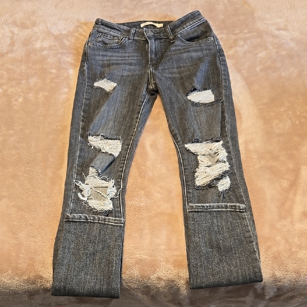 Levi's Distressed Gray Women's Jeans